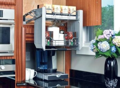 Угловой навесной шкаф для кухни