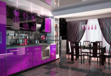 Шторы для фиолетовой кухни