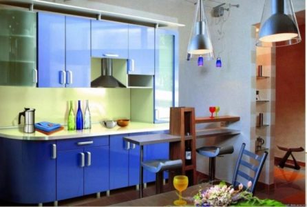 Синяя кухня в интерьере